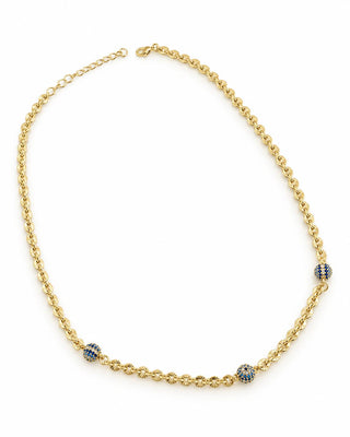 14K Gold İnce Form Göz Nazar Boncuk Kolye