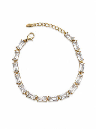 14K Gold Kare Taşlı Zirkon Bileklik