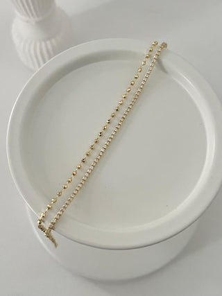 14K İkili Topçuk Detay Su Yolu Bileklik