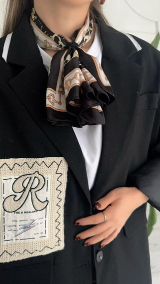 Siyah Zincir Desen Fular