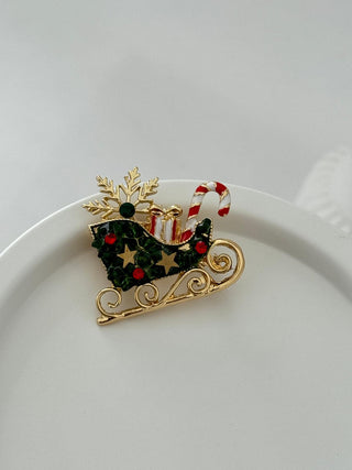 Yeşil Kızak Yeni Yıl Broş