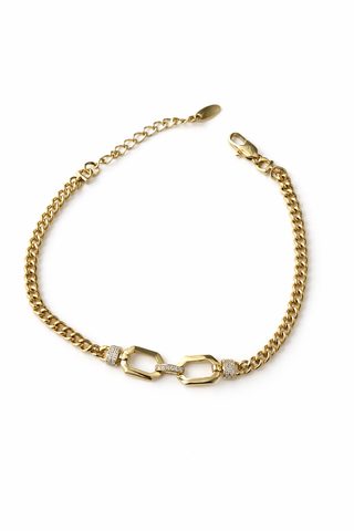 14K Gold Kare Taşlı Halka Zincir Bileklik