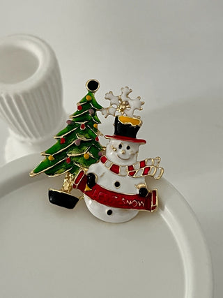 Kardan Adam Çam Ağacı Yeni Yıl Broş