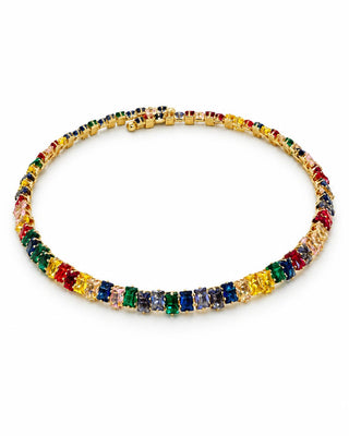 Renkli Kare Taşlı Choker Kolye