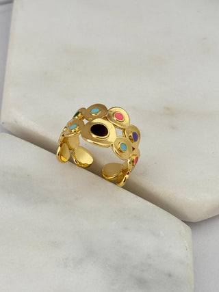 Renkli Mineli Ayarlanabilir Yüzük