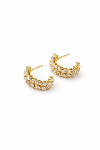 Gold Damla Taşlı Halka Küpe