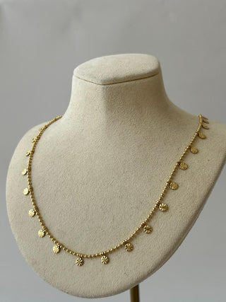 14K Gold Ezme Desen Pul Kolye