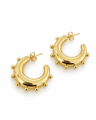 14K Gold Nokta Desen Halka Küpe