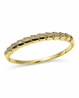 14K Gold Yılan Sırtı Detay Taşlı Kelepçe