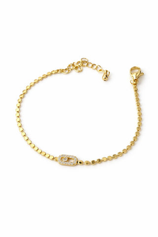 14K Gold Pul Zincir Oval Taşlı Marka Bileklik
