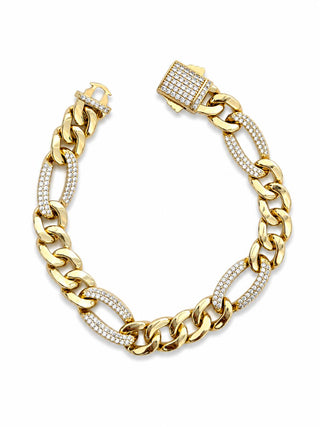 14K Gold Taşlı Zincir Gurmet Bileklik