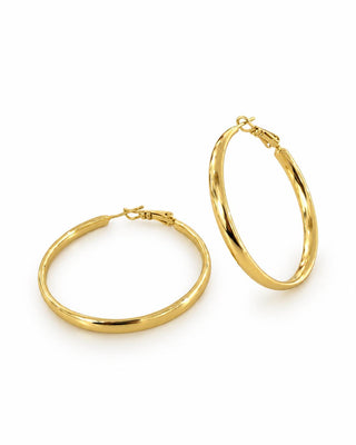 14K Gold Bombeli Büyük Boy Halka Küpe