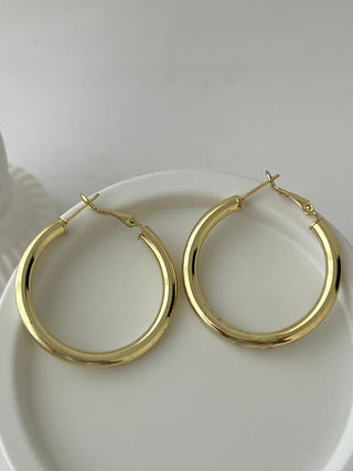 Gold Orta Boy Bombeli Halka Küpe