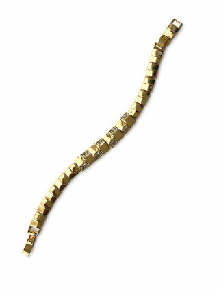 14K Gold Taş Detay Kare Form Bileklik