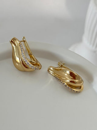 14K Gold Taşlı Damla Küpe