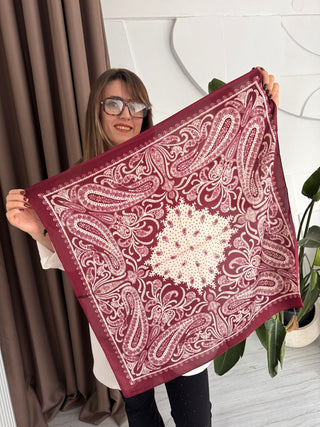 Bordo Desenli Fular