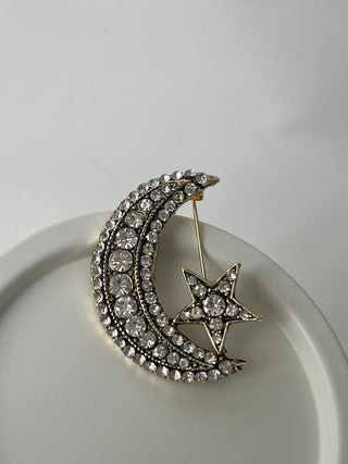 Taşlı Ay Yıldız Broş