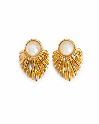 Mineli Yelpaze Form Gold Küpe