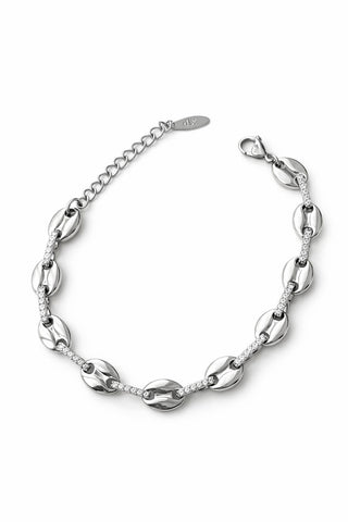 Marka Model Silver Taşlı Düğme Desen Bileklik