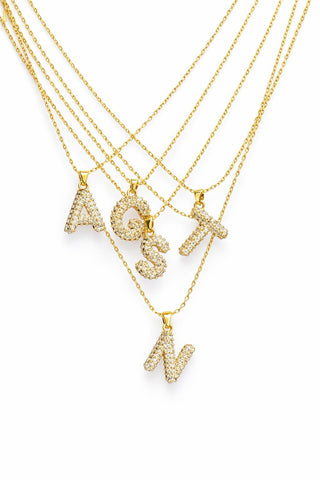 14K Gold Taşlı Harf Kolye