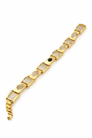 14K Gold Petek Desen Taşlı Bileklik