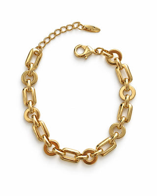14K Gold Asimetrik Desen Zincir Form Bileklik