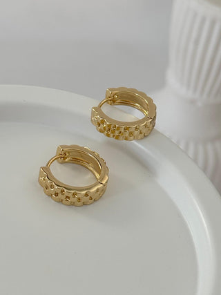 14K Gold Tırtık Desen Halka Küpe