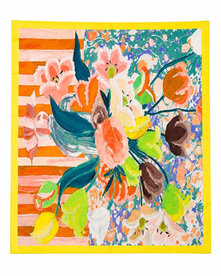 Sarı Çiçek Figürlü Fular 90x90