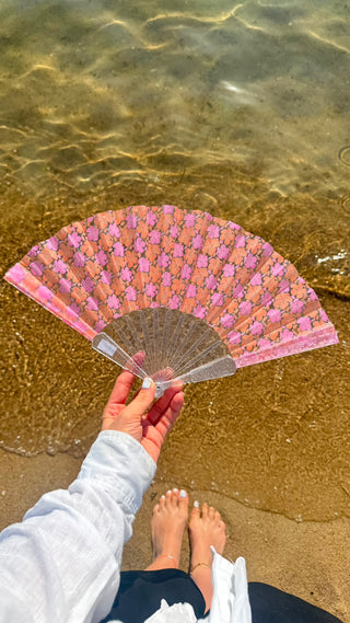 Pembe Mor Lotus Çiçek Yelpaze
