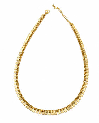 14K Gold Kare Plaka Pul Kolye