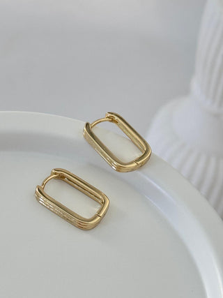 14K Gold Yaldız Çizgi Detay Halka Küpe