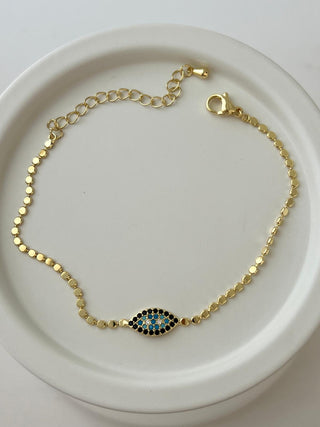 14K Gold Pul Zincir Göz Bileklik