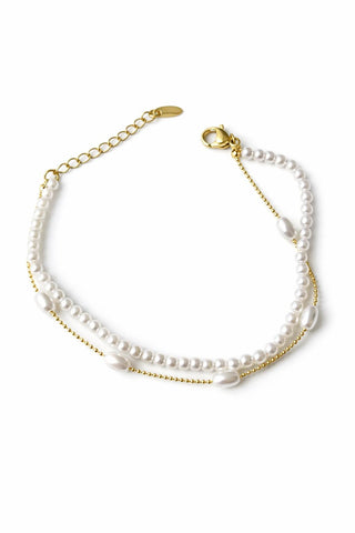 14K Gold İkili İnci Bileklik