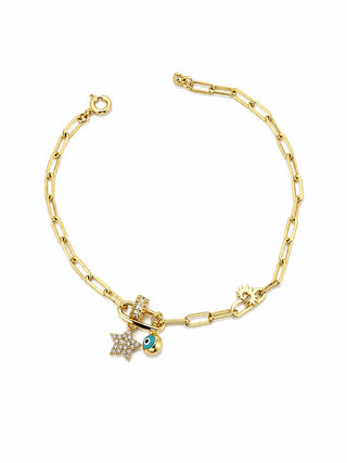 14K Gold Yıldız Detay Ataç Bileklik