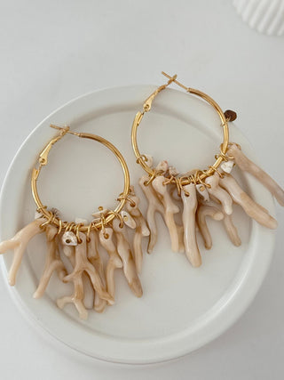 Kahve Mercan Halka Küpe