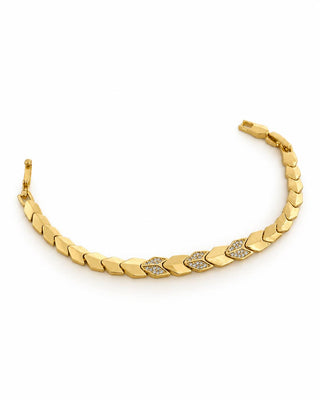 14K Gold Yarı Taşlı Arpa Desen Bilekilk