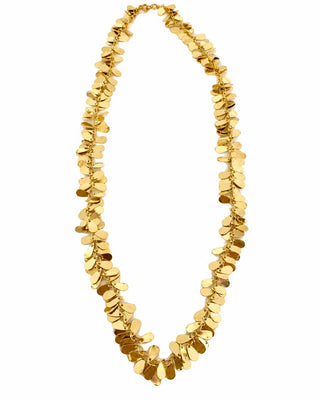 14K Gold Uzun Form Pul Detay Kolye