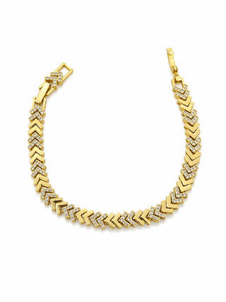 14K Gold Balık Sırtı Çift Renk Bileklik