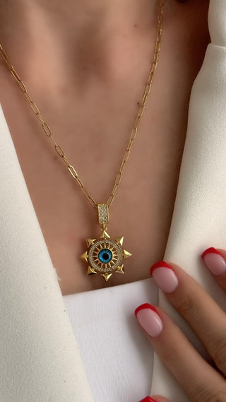 Nazar Boncuk Detay Güneş Kolye