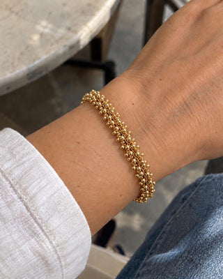 14k Gold Hasır Topçuk Form Bileklik