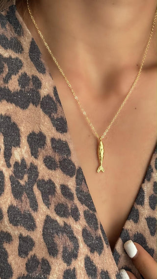 14K Gold Balık Kolye