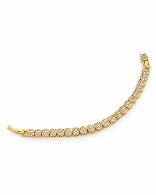 14K Gold Yuvarlak Taşlı Marka Su Yolu Bileklik