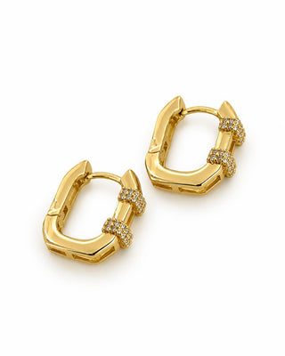 14K Gold Taş Detay Marka Model Halka Küpe