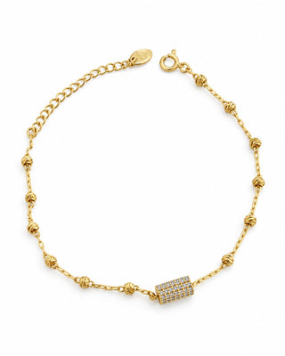 14K Gold Oval Taş Detay Bileklik