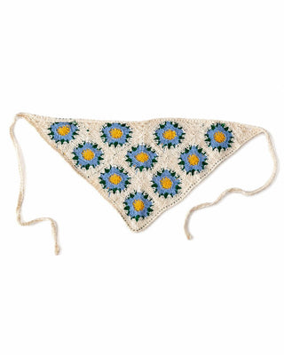 Mavi Papatya Örme Üçgen İthal Bandana