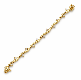 14K Gold Zigzag Desen Taşlı Bileklik