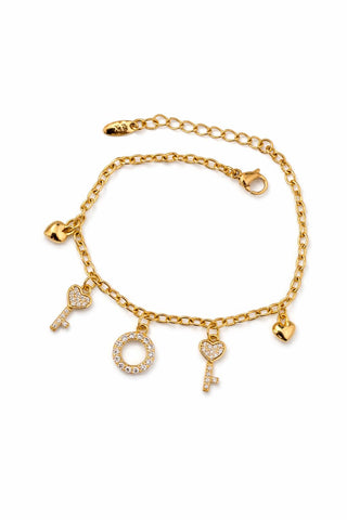 14K Gold Anahtar Charm Bileklik