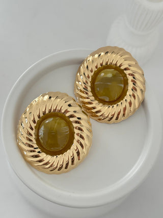 Yeşil Mineli Burgu Desen Marka Model Küpe