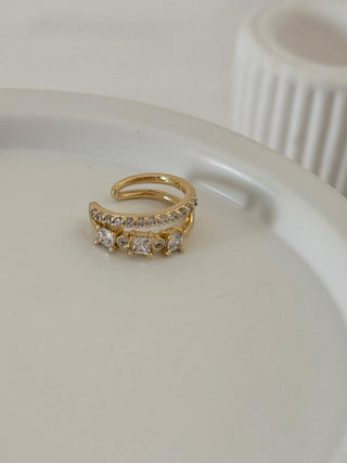 14K Gold İkili Görünüm Kıkırdak Küpe