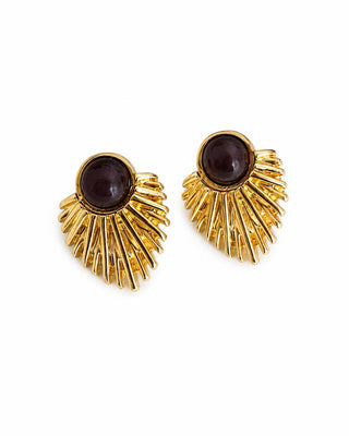 Mineli Yelpaze Form Gold Küpe